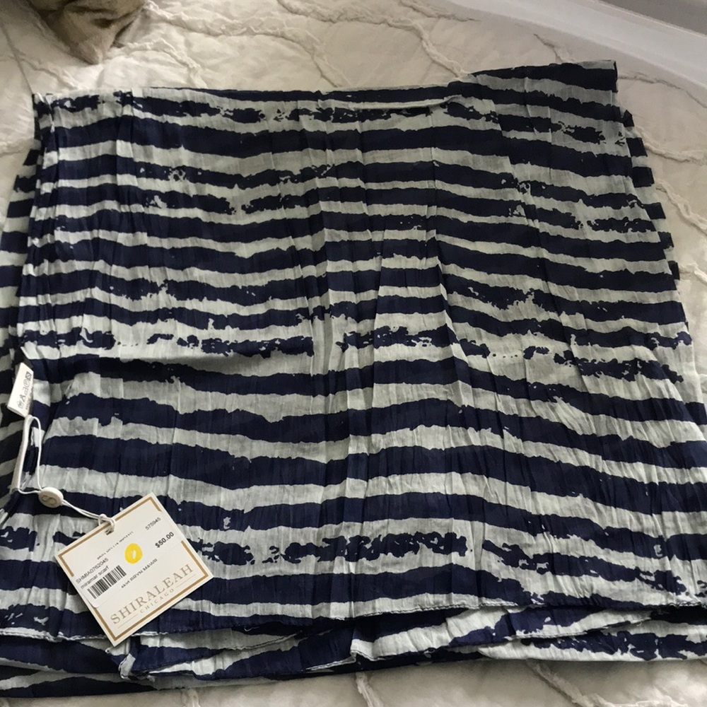 Navy and white zebra print scarf